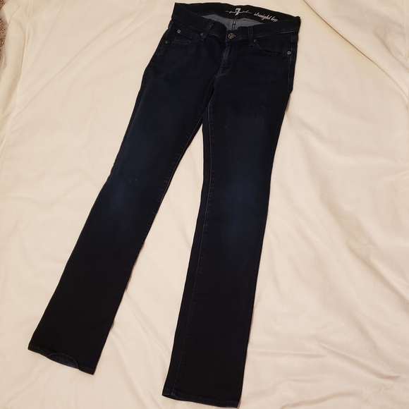 7 for all Mankind Slim Straight Jeans Dark Wash Womens Luxury Classic Summer - Picture 4 of 12